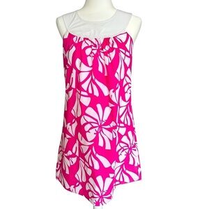 Lilly Pulitzer Adrianna Shift Dress Size 2 XS Pink White Floral Art Tank